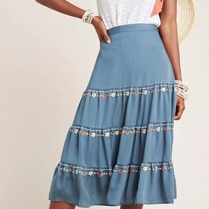 NWT Anthropologie Bianca Embroidered Skirt